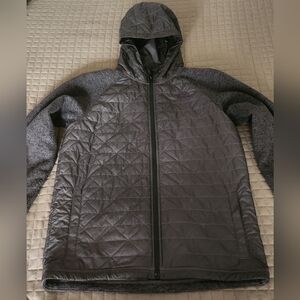Boys North Face Quilted Hooded Jacket - Charcoal